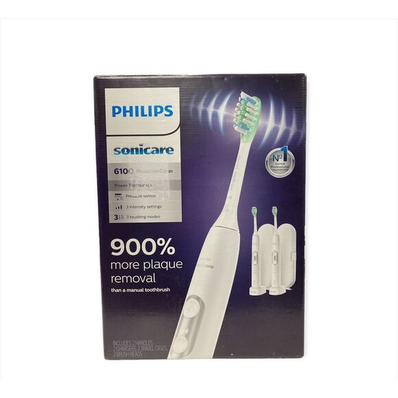 Philips Sonicare 6100 ProtectiveClean Power Toothbrush (2 Pack) White